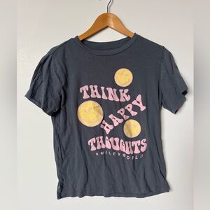 SmileyWorld Women's Gray Tee with Pink and Yellow Accents